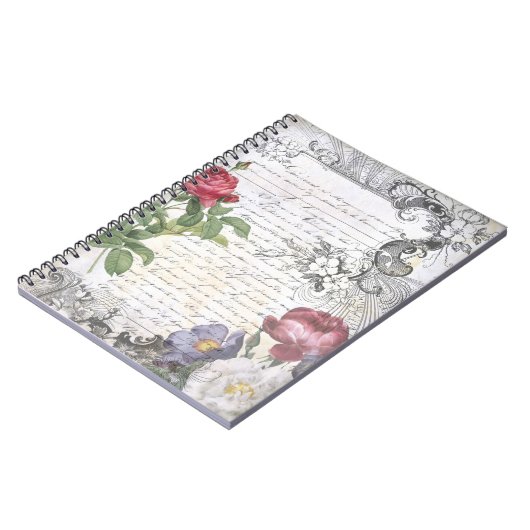 Carnet Éphémère de script français floral gravé (Côté gauche)