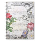 Carnet Éphémère de script français floral gravé (Devant)