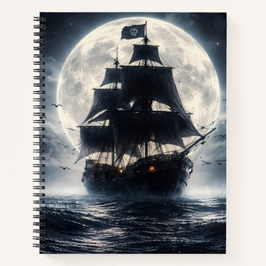 Carnet Epic Pirate Ship Moon Notebook – Dark Ocean Pirate (Devant)