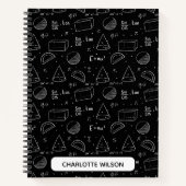 Carnet Équations en mathématiques et symboles noirs et bl (Devant)