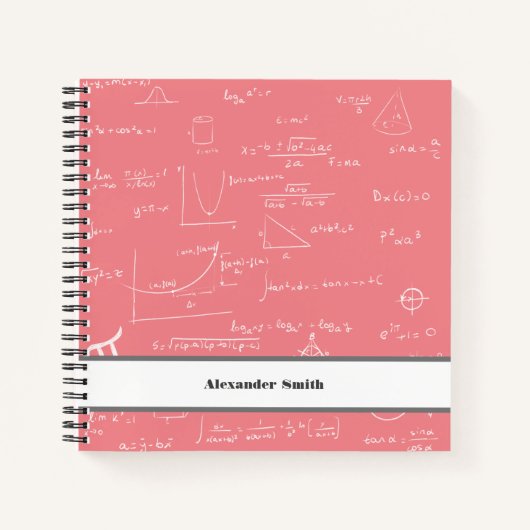 Carnet Équations en mathématiques rose rose Graphiques et (Devant)