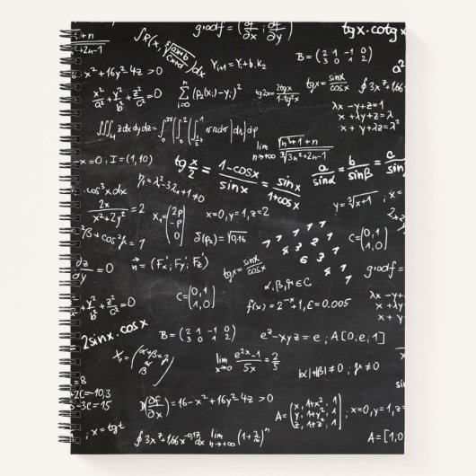 Carnet Équations Mathématiques Tableau Noir Formules Spir (Devant)