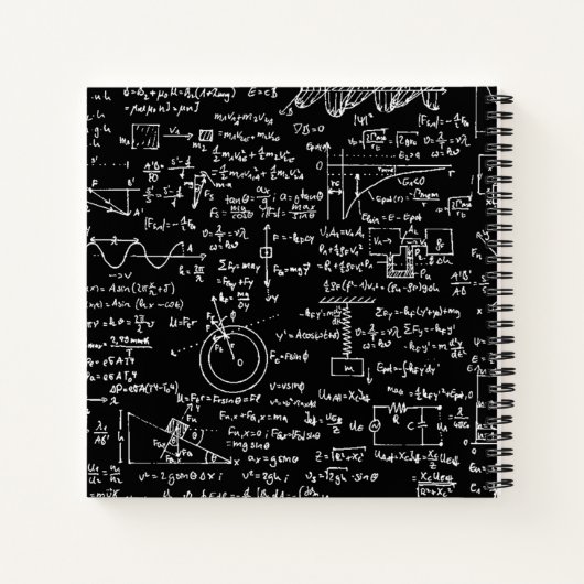 Carnet Equations Physique sur Noir // (Dos)
