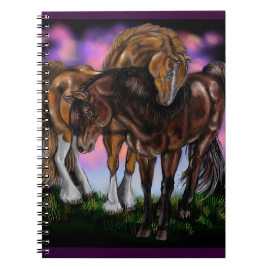 Carnet Equine Dévotion coucher de soleil chevaux~carnet (Devant)