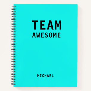Carnet Équipe Awesome Aqua Nom Personnalisé