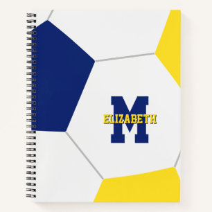 Carnet Équipe de football à couleurs bleu or monogrammé