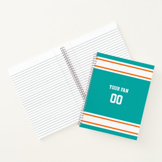 Carnet Équipe de football Aqua, Orange et White Spiral (Intérieur)