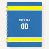 Carnet Équipe de football bleu, blanc et or Spiral (Devant)