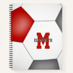 Carnet équipe de football gris rouge couleurs personnalis