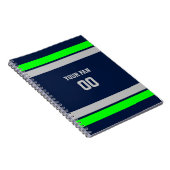 Carnet Équipe de football marine, vert et gris personnali (Côté Droit)