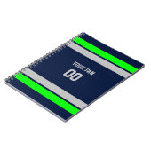 Carnet Équipe de football marine, vert et gris personnali (Côté gauche)