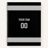 Carnet Équipe de football noir et argent Spiral (Devant)