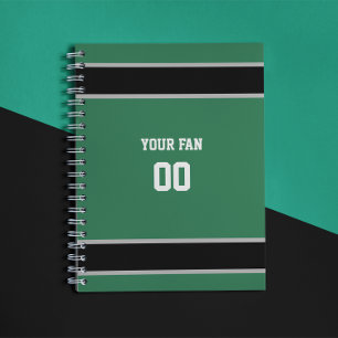 Carnet Équipe de football noir et vert personnalisée