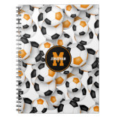 Carnet équipe de football noir orange couleurs sport moti (Devant)