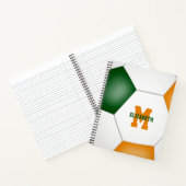Carnet équipe de football orange vert couleurs monogramme (Intérieur)
