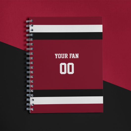Carnet Équipe de football rouge et noir Spiral