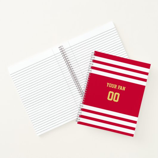 Carnet Équipe de football rouge, or et blanc Spiral (Intérieur)
