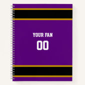 Carnet Équipe de football violet et noir personnalisée (Devant)