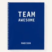 Carnet Équipe Incroyable Bleu Nom Personnalisé (Devant)
