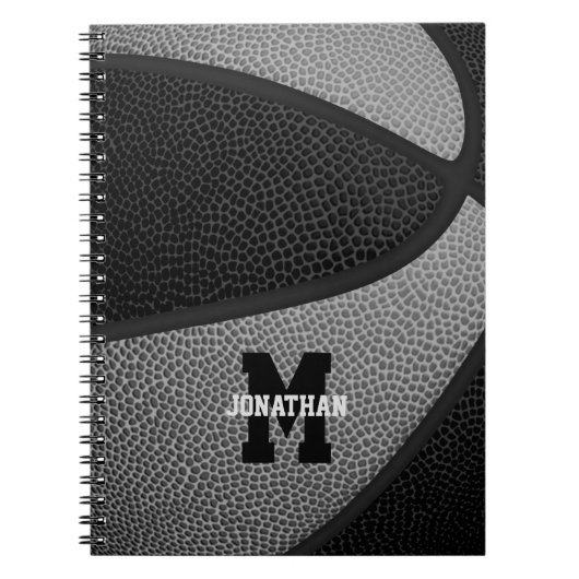 Carnet équipe noire gris couleurs filles garçons basket-b (Devant)