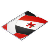 Carnet équipe noire rouge couleurs filles garçons volley- (Côté gauche)