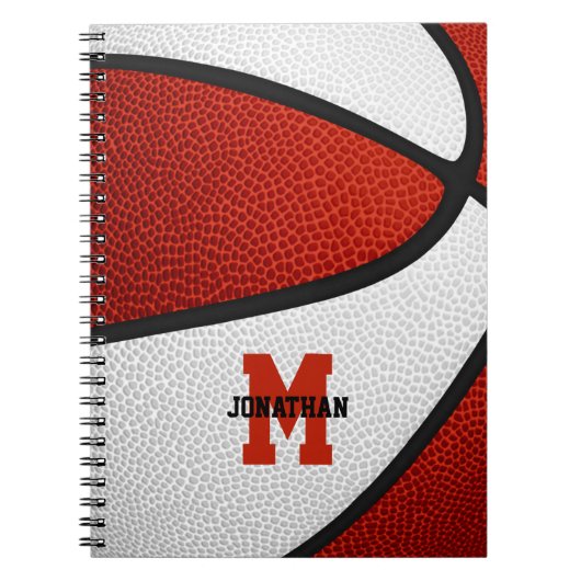 Carnet équipe rouge blanc couleurs filles garçons basket (Devant)