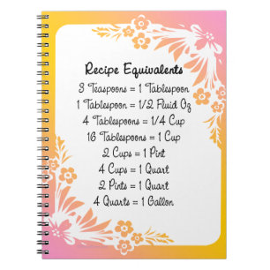 Carnet Équivalents de mesure Cuisine Helper Floral