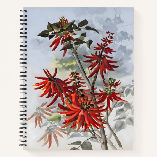Carnet Erythrina Flower Aquarelle, Peinture Cadeau (Devant)