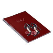 Carnet Escarpins Fleuris Rose Noir Rouge (Côté Droit)