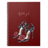 Carnet Escarpins Fleuris Rose Noir Rouge (Devant)