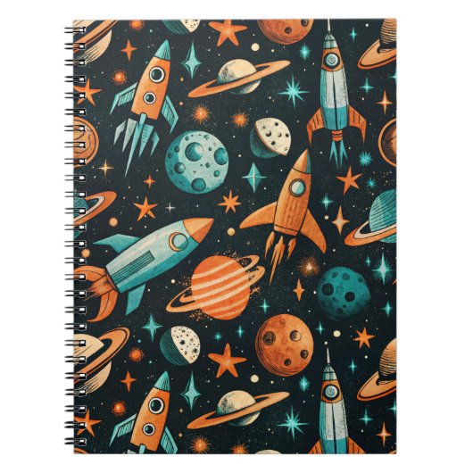 Carnet Espace atomique milieu du siècle Orange sarcelle P (Devant)
