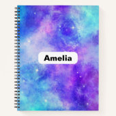 Carnet Espace de galaxie violet et bleu Abstrait (Devant)