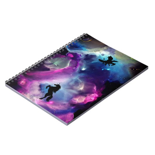 Carnet Espace Imaginaire Nebula Unicorn Dragon bleu rose (Côté gauche)