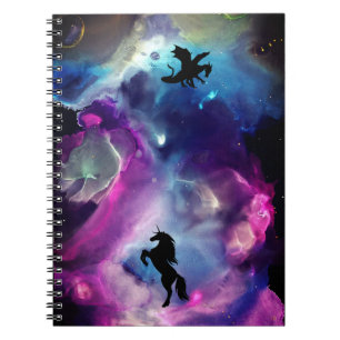 Carnet Espace Imaginaire Nebula Unicorn Dragon bleu rose