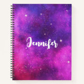 Carnet Espace rose & violet & Étoiles Faux Galaxy (Devant)