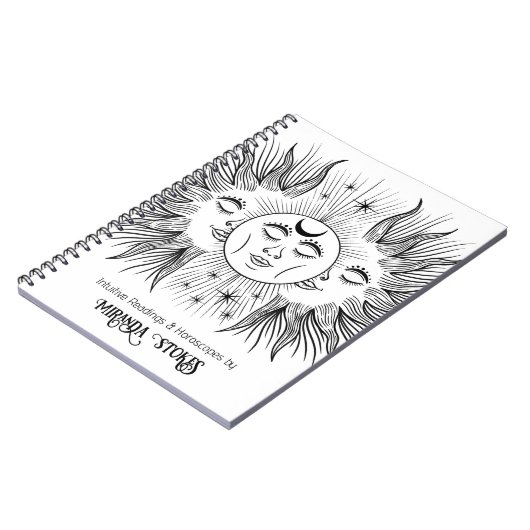 Carnet Esprit Céleste Soleil & Lune Noir & Blanc Tendance (Côté gauche)