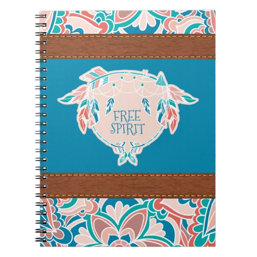 Carnet Esprit libre, cuir de Faux de Boho (Devant)