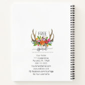 Carnet Esprit Libre Moderne Boho Chic Fleurs Rose Andouil (Dos)