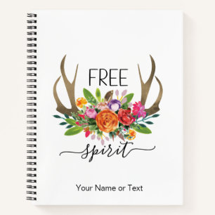 Carnet Esprit Libre Moderne Boho Chic Fleurs Rose Andouil