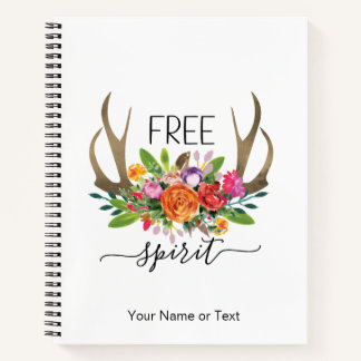 Carnet Esprit Libre Moderne Boho Chic Fleurs Rose Andouil