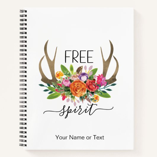 Carnet Esprit Libre Moderne Boho Chic Fleurs Rose Andouil (Devant)