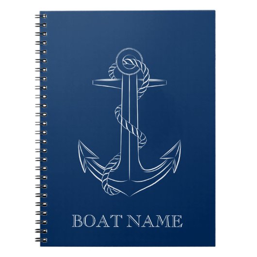 Carnet Esprit Nautique Ancre Bleu Marine (Devant)