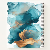 Carnet Esquisse d'encre d'alcool en marbre d'or turquoise (Dos)