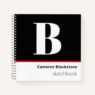 Carnet Esquisse monogrammée noire personnalisée
