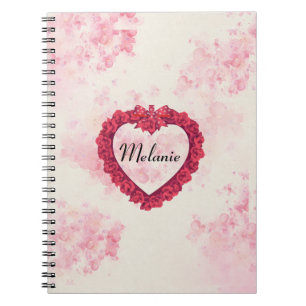 Carnet Estampe florale à aquarelle dégradée avec un coeur