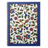 Carnet Estampe florale arménienne - bleu et blanc marine (Devant)