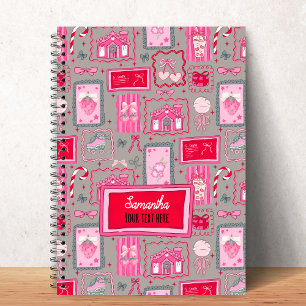 Carnet esthétique coquette grise motif girly fantaisiste