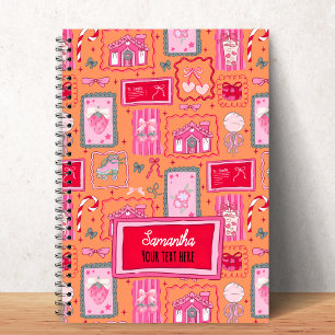 Carnet esthétique orange coquette motif fantaisist