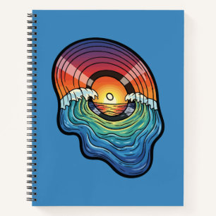 Carnet esthétique vinyle vague coucher de soleil rétro