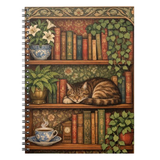 Carnet Étagère vintage avec chat et café (Devant)